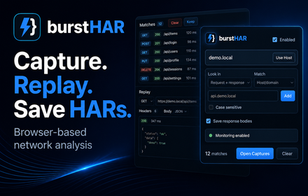 burstHAR Chrome HTTP request capture and replay preview